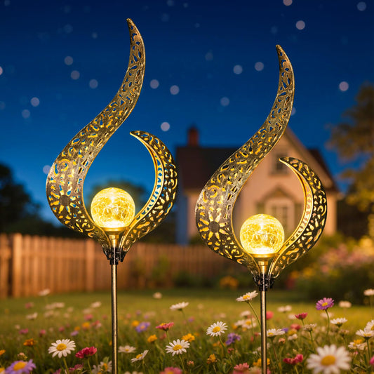 HOMEIMPRO Outdoor Solar Garden Lights Waterproof, Gifts for Mom Dad, Yard Art, Pathway, Lawn Ornaments, Outdoor Decor,Birthday Gifts for Wife Women (Bronze,2Pack)