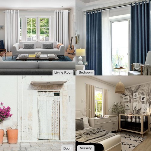 Byondeth Adjustable Curtain Rods - 16 to 200 Inches, 1 Inch Diameter, Silver Gray with Aluminum End Caps