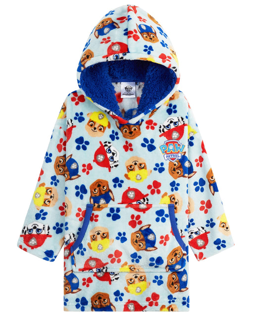 Paw Patrol Blanket Hoodie for Kids Toddlers, Fleece Wearable Blanket with Sherpa Hood, Marshall Rubble Chase Gifts for Kids (Blue, 2-4 Years)