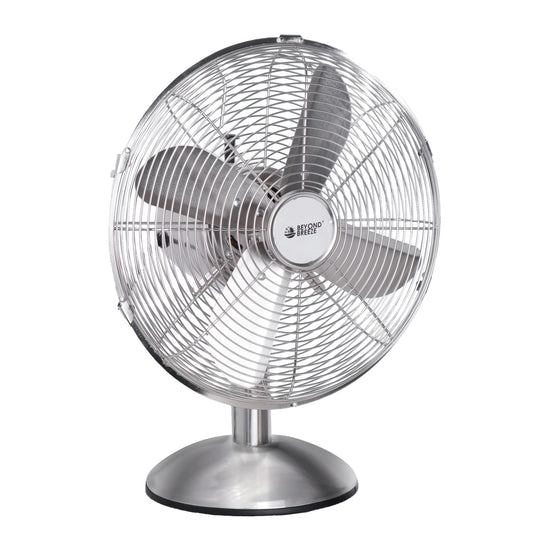 BEYOND BREEZE 12 Inch All Metal Retro Oscillating Table Fan, Desk Fan with 3-Speed Adjustable and 80° Wide Oscillation, Ideal for Bedroom, Office and Kitchen