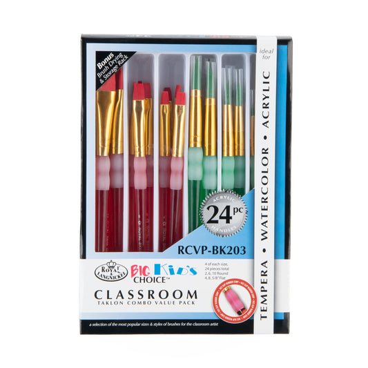 Brushes Paint Big Kids Choice Round and Flat Value Set of 24