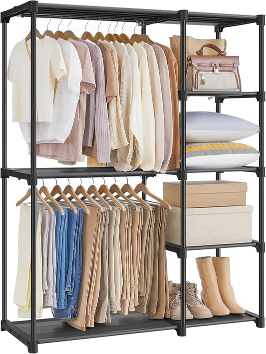 SONGMICS Portable Closet - Freestanding Clothes Organizer with Shelves & Hanging Rods | Black, 44.1 x 16.9 x 65 Inches