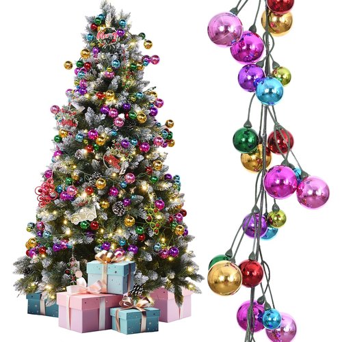 Ball Christmas Garland Dailyart 4ft 48pcs Colorful Christmas Balls Ornaments Decorations Multicolor Plastic Shatterproof Hanging Balls for Christmas Tree Centerpiece Wreath Mantel Garland Decor