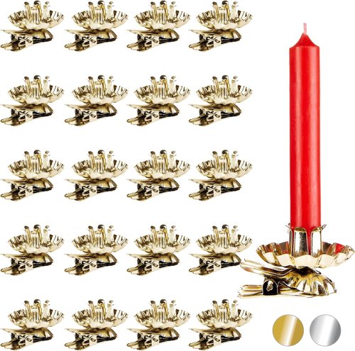 BRUBAKER 60-Pack Tree Candle Holders - Gold Vintage Clip-On Holders for Christmas Decor