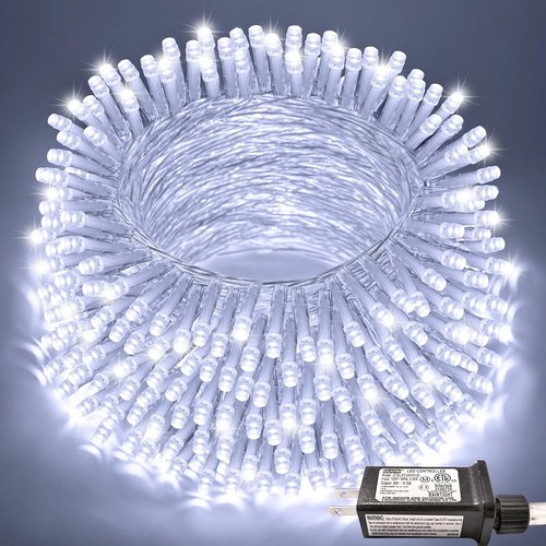 JMEXSUSS 66ft 200 LED White Christmas Lights - Connectable Twinkle String Lights for Indoor/Outdoor Use