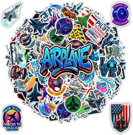 100 Set PCS Aviation Stickers Fighter Jet & Helicopter Plane Pilot Vinyl Decals for Unisex Teen Adults Airplane Laptop