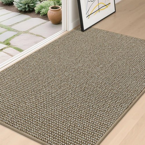 BEQHAUSE Dirt Trapper Door Mat - Non-Slip, Washable, Absorbent 32" x 48" Light Beige Entrance Mat