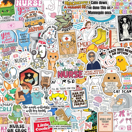 120Pcs Pack, Funny Nurse Stickers, Nursing Gift by Puraesla, Hilarious Sticker Medical Decals for Computer, Cups