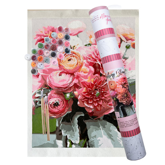 Pink Picasso Kits Blushing Blooms Paint by Numbers for Adults & Teens, Floral Botanical Art Set, 16x20 Canvas with Acrylic Colors & Brushes, Beginner DIY Gift Women