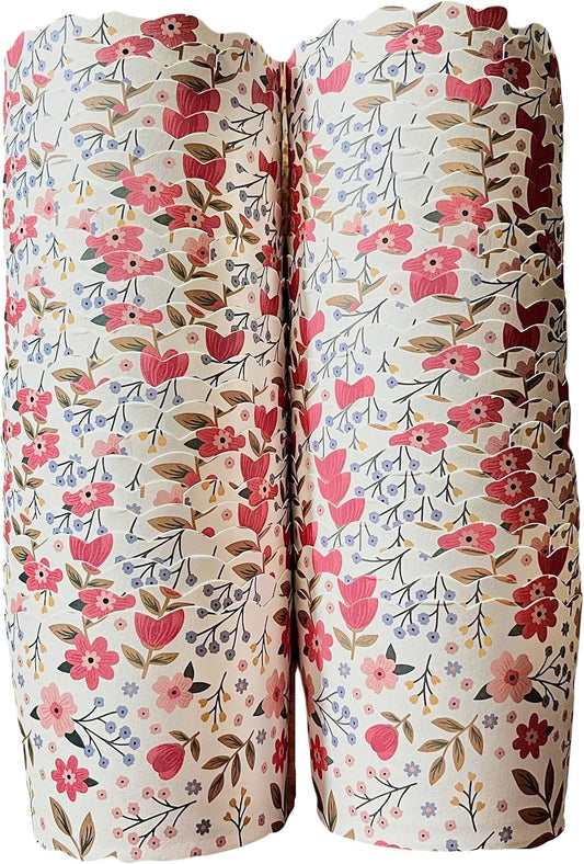 Skiennix Paper Baking Cups - Greaseproof Disposable Cupcake Liners | Large Floral 50-Pack