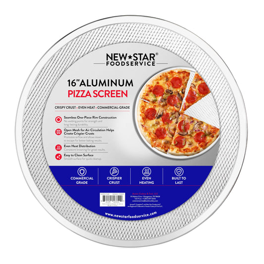 New Star Foodservice Restaurant-Grade Seamless Aluminum Pizza Baking Screen, 16 Inch