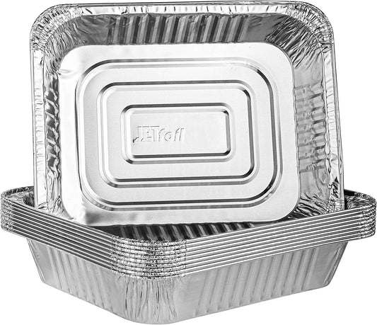 PLASTICPRO Disposable Aluminum Foil Pans - Half Size Deep Bakeware for Cakes & Lasagna | Pack of 10