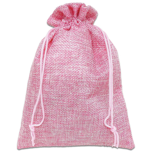 12-Pack 5.5x7.75 Natural Burlap Gift Bags w. Drawstring (Hot Pink, Medium) for Party Favors, Presents or DIY Craft by TheDisplayGuys