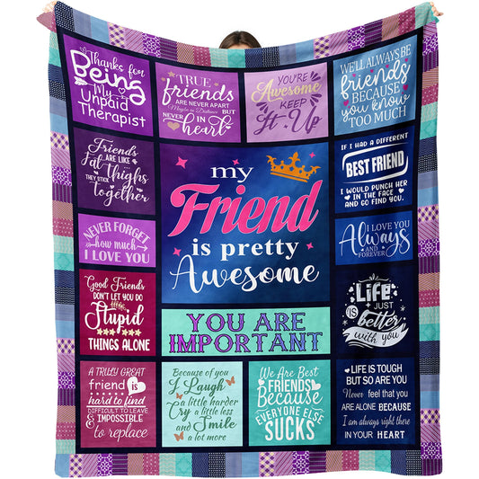 Hudodmn Best Friend Blanket, Best Friend Birthday Gifts for Women, Friendship Gifts for Women,Bestie Gifts for Woman, Graduation Christmas Birthday Gifts for Best Friends Throw Blanket 60"X50"