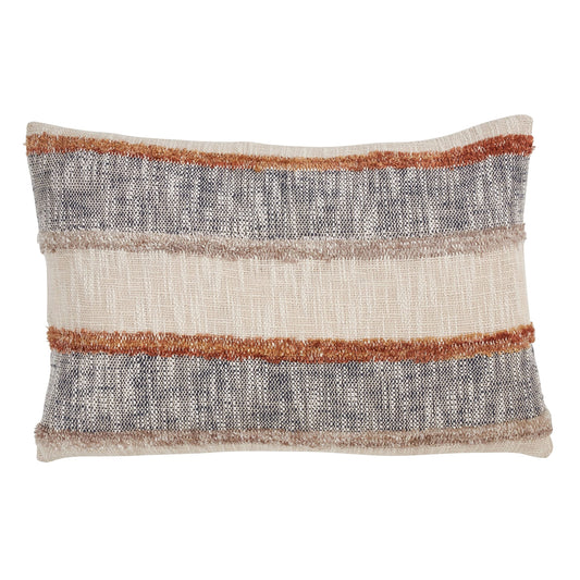 SARO LIFESTYLE Gerard Collection Horizontal Striped Design Pillow Cover, 16"x24", Multi