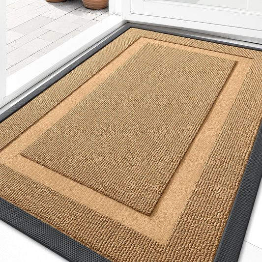 OLANLY Waterproof Front Door Mat - All-Weather Indoor/Outdoor Doormat, Easy Clean, 29.5x17, Butter Yellow