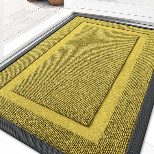 OLANLY Indoor Outdoor Front Door Mat - Waterproof All-Season Doormat, Easy Clean, 29.5x17, Lime Green