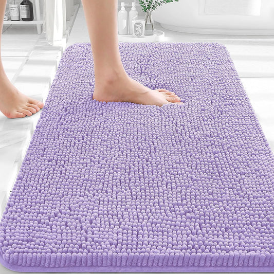 OLANLY Bath Rugs - Extra Soft Chenille with Rubber Backing | Quick Dry, Machine Washable, 30x20, Lavender