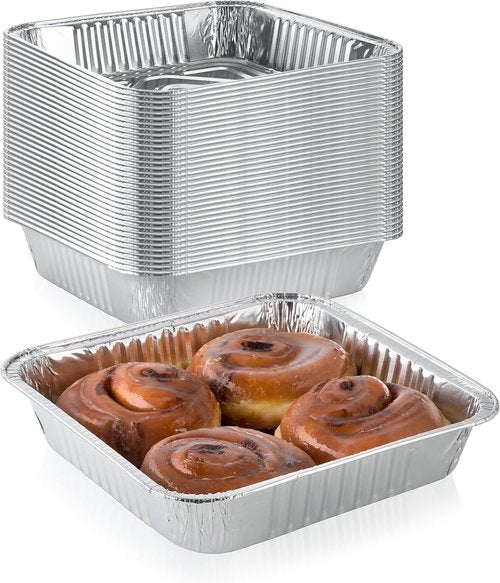 Extra-Thick Disposable Aluminum Baking Pans by [Brand Name] - 30 Pack, 9” x 9” Square, Recyclable, 2” High Walls