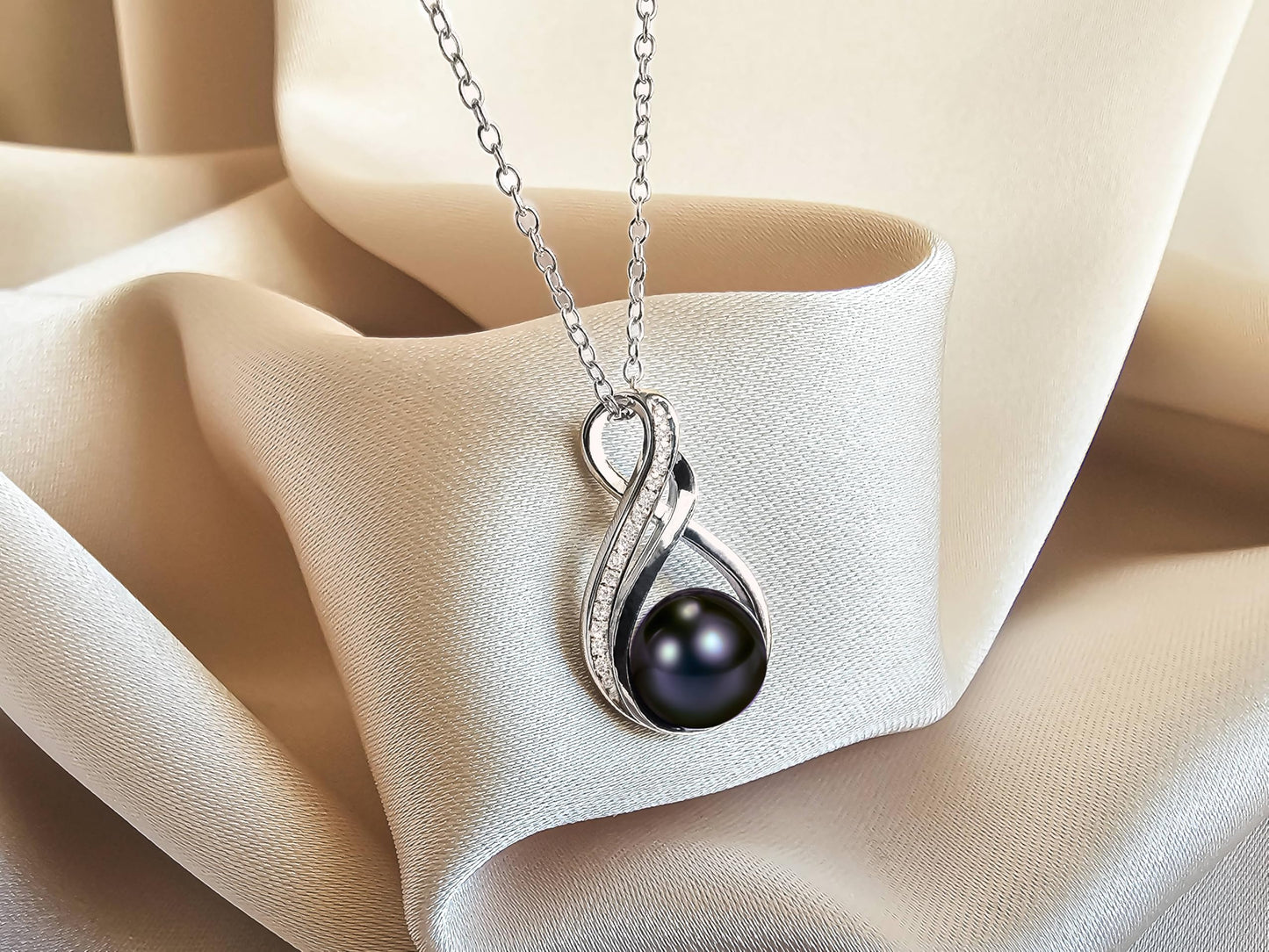 PEARLURA Black pearl necklace for women (Natural AAA+ 9mm) - Wedding anniversary's gift for wife (925 sterling Silver)- christmas gifts for wife - Real pearls necklace for women - black pearls necklace - pearl pendant
