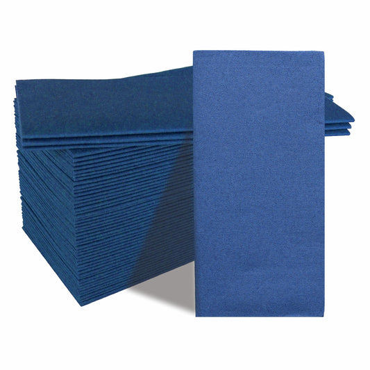 GUOYUANGLO Disposable Linen Feel Dinner Napkins Blue Cloth-Like Paper Napkins Disposable Guest Napkins for Dinne,Parties, Weddings or Events,16”x16”-50 Pack