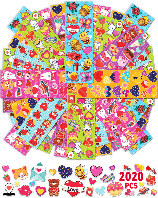2020 PCS Valentines Day Stickers for Kids, 120 Sheets Heart Love Stickers, Valentines Crafts Gifts Goodie Bags Party Favors for Kids Classroom
