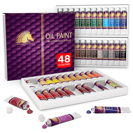 MyArtscape Oil Paint Set, 48 Colors, 48 x 0.4 fl oz (12 ml) Tubes, Lightfast Heavy Body High Pigment Oil Paints for Artists, Beginners, Canvas & Professional Painting