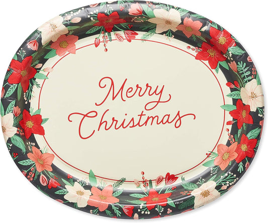 American Greetings 36-Count Paper Dinner Plates - Winter Floral Design for Christmas Parties