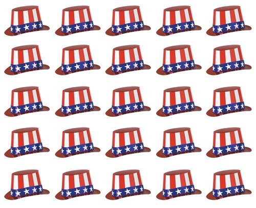 Beistle 66617-25 25-Pack Foil Patriotic Hi-Hats, Red/White/Blue