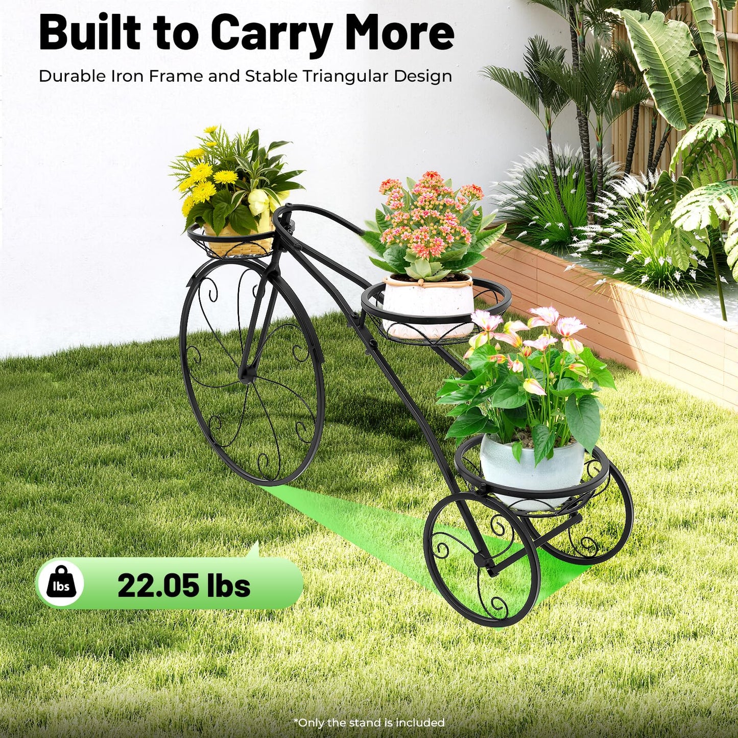 Tricycle Plant Stand, Metal Bicycle Planter With Three Baskets, Flowerpot Holder Bicycle Display Rack Shelf For Entryways, Living Rooms, Sunny Windows, Staircases, Screened Terraces