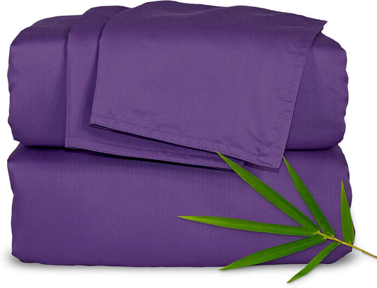 Pure Bamboo King Sheets - Luxuriously Soft & Cooling 100% Organic Viscose Bed Sheet Set | King Size, Purple