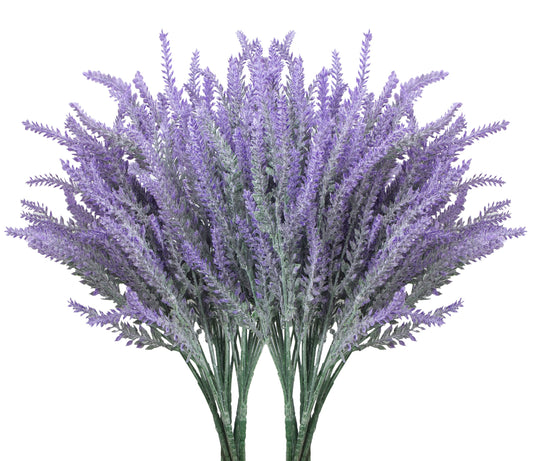 Besteek 10 Bundles Fake Flowers Artificial Lavender Faux Plastic Plants Purple Flowers for Home Wedding Kitchen Garden Patio Porch Window Box Office Table Centerpieces Indoor Outdoor Decor, Purple