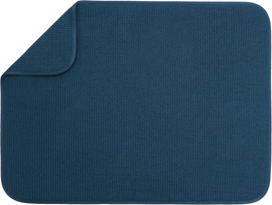 S&T INC. XL Dish Drying Mat - Absorbent Microfiber Kitchen Counter Pad, 18” x 24”, Navy