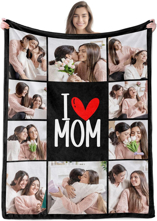 Regine Switzerland Personalized Photo Blanket - Custom Mother's Day Gift for Mom | Ships Next Day, Printed in USA