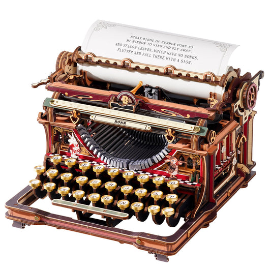 ROKR Mechanical Typewriter 3D Wooden Puzzle for Adults- Vintage Model Kit, No Glue, 324 PCS, 12H Assembly, Building Project, Retro Desk Home Decor, Unique Gifts for Writers (Magic Version)