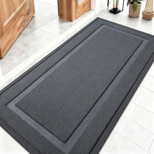 OLANLY Waterproof Front Door Mat - All-Season Indoor/Outdoor Doormat, Easy Clean, 47x23, Charcoal Gray