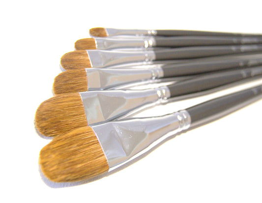 Red Sable Filbert Paint Brushes - Set of 6 Acrylic, Watercolor, Mixed Media or Oil Paint Brushes. Long Handle Professional Art Supplies for Canvas Painting
