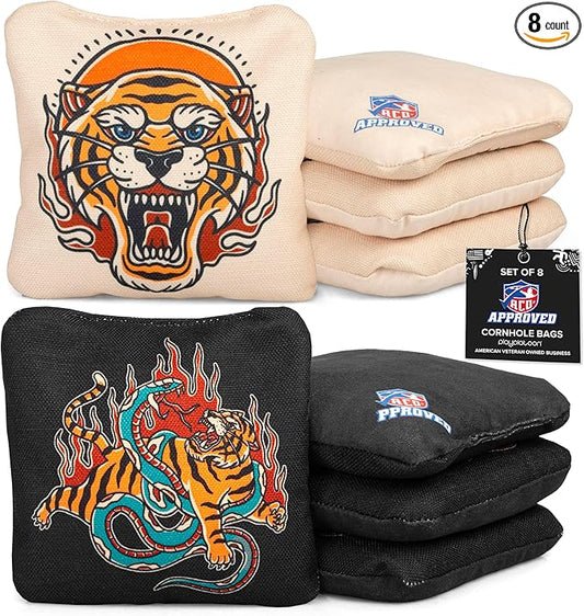 Play Platoon Cornhole Bags Set of 8 Regulation Professional Corn Hole Bean Bags ACO Approved, Competition Weight, Slick and Stick