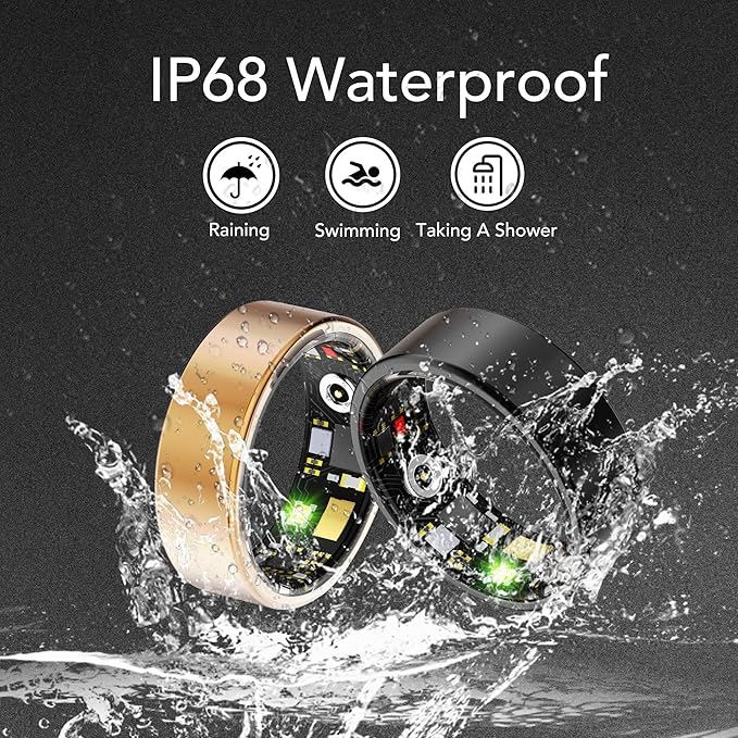 Smart Health Ring for Women Men Fitness Tracker with Heart Rate, Blood Oxygen, Blood Pressure, Sleep Monitoring, Step Counting, IP68 Waterproof for iPhone and Android, No Subscription Fee, Silver #7