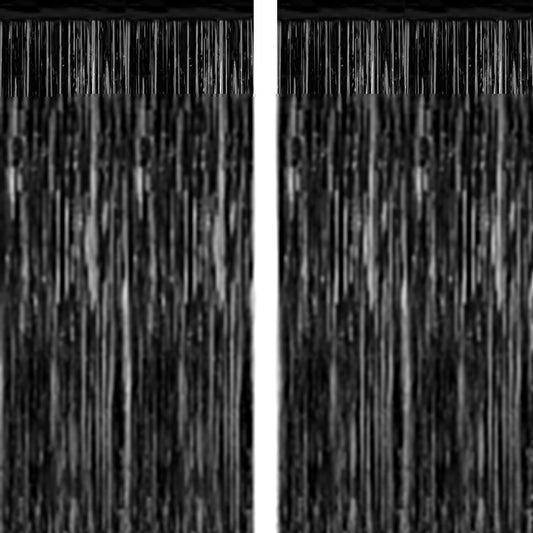 2026 Graduation Party Decorations by [Brand Name] - 2 Pack Black Backdrop & Metallic Fringe Curtains | 3.28 FT x 7.05 FT
