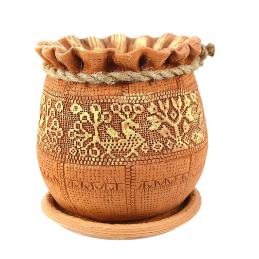 STP GOODS Ceramic Pot with Drainage Hole and Saucer, Plant Pots, Modern Decorative Planters for House Plants Indoor Flowers Plants, Cute Flower Pot - Gifts (Birds (1.7 L))