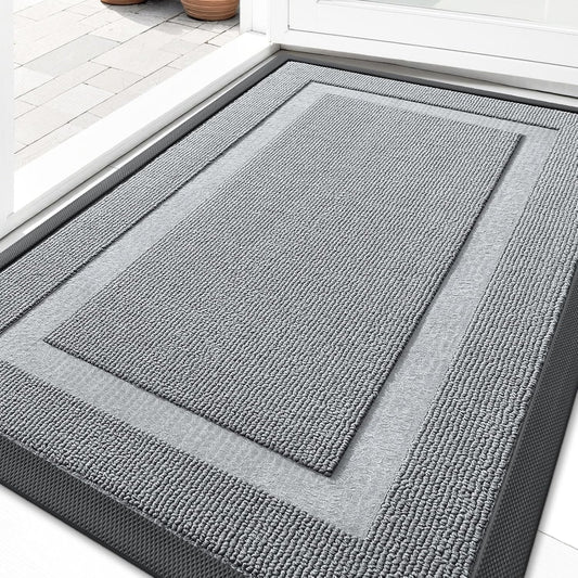 OLANLY Indoor Outdoor Front Door Mat - Waterproof All-Season Doormat, Easy Clean, 35x23, Ash Gray