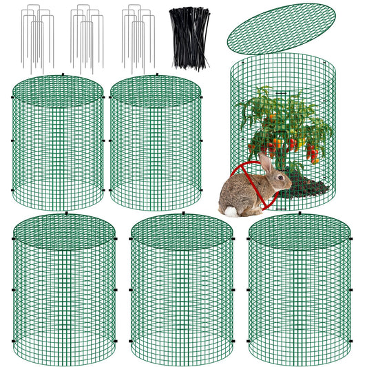 succulentlovers 6 Packs 13"x 16" Wire Plant Protector from Animals, Plant Protector Cages with Detachable Covers & Zip Ties & Stakes, Chicken Wire Plant Covers for Flower and Vegetables Protection