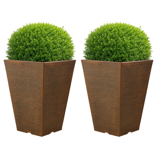 Large Outdoor Planters 2-Pack - 13.75-Inch Tall Planters for Outdoor Plants or Indoor Pots for Plants - Plastic Flower Pots for Patio, Entryway, or Front Porch Decor by Pure Garden (Bronze)