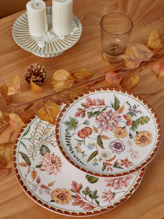 Bico Blooming Moment Dinner Plates Set of 4, 11 Inch Large Ceramic Plates for Pasta, Steak, Stylish Serving Dishes, Microwave and Dishwasher Safe, Gift for Housewarming and Thanksgiving