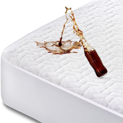 Hanherry 100% Waterproof King Size Mattress Protector - Soft, Breathable Cooling Pad with Deep Pocket (8''-21'')