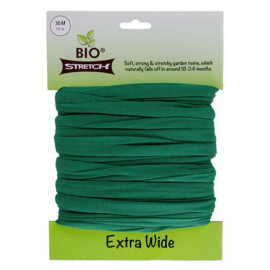 Bio-Stretch Extra Wide Soft Tree Ties - Strong & Stretchy Support for Large Plants & Young Trees - Cut-to-Length Green Garden Tape for Home & Professional Gardening (52 ft / 16M)