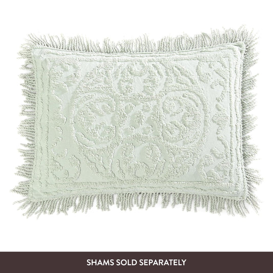 Beatrice Home Fashions Medallion Chenille Bedspread, Queen, Sage