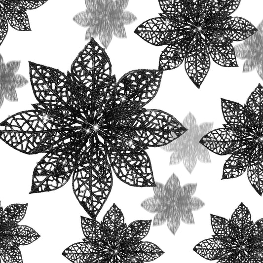 Boao Red,Silver 24 Pieces Poinsettia Flower Christmas Glitter Artificial Poinsettia with Clips Christmas Tree Ornament Decorations for DIY Xmas Wreath Holiday Home Party Decor, 3/4/6 Inches