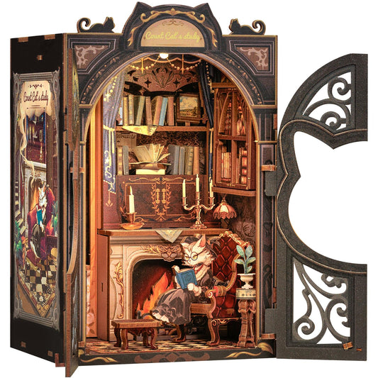 CUTEBEE Book Nook Kit - DIY Miniature House Kit for Adults and Teens, Dollhouse Booknook Tiny House Model Build Bookshelf Decor, Gifts for Family, Friends